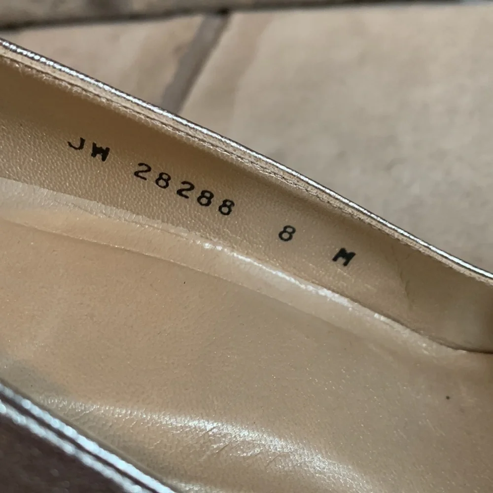 Stuart Weitzman Metallic Golden Silver Peep-Toe Heels